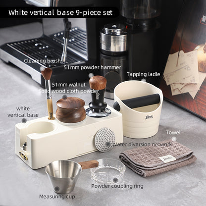 BINCOO Coffee Press Base Coffee Powder Hammer Cloth Powder Dispenser 3 Piece Set Coffee Machine Handle Storage Base Coffee Utensils 51MM/58MM