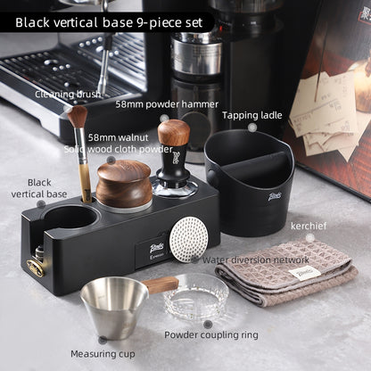 BINCOO Coffee Press Base Coffee Powder Hammer Cloth Powder Dispenser 3 Piece Set Coffee Machine Handle Storage Base Coffee Utensils 51MM/58MM