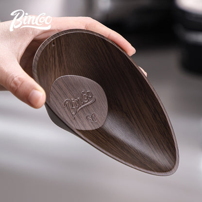 BINCOO Dark Wooden Coffee Weighing Plate Specialized Hand-Brewed Coffee Weighing Container with Electronic Scale