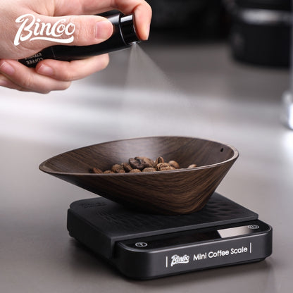 BINCOO Dark Wooden Coffee Weighing Plate Specialized Hand-Brewed Coffee Weighing Container with Electronic Scale