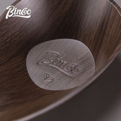 BINCOO Dark Wooden Coffee Weighing Plate Specialized Hand-Brewed Coffee Weighing Container with Electronic Scale