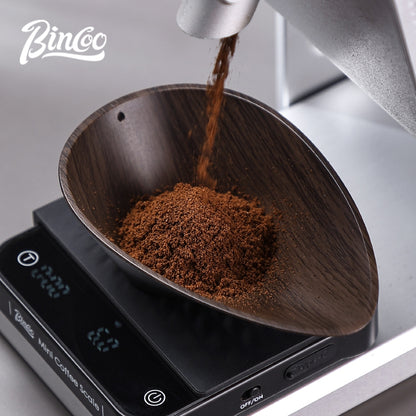 BINCOO Dark Wooden Coffee Weighing Plate Specialized Hand-Brewed Coffee Weighing Container with Electronic Scale