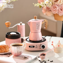 BINCOO Double Valve Moka Pot Brewing Coffee Pot Home Hand Brewing Coffee Pot Set Manual Coffee Grinder Espresso Appliance Set 2Cups