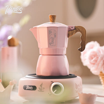 BINCOO Double Valve Moka Pot Brewing Coffee Pot Home Hand Brewing Coffee Pot Set Manual Coffee Grinder Espresso Appliance Set 2Cups