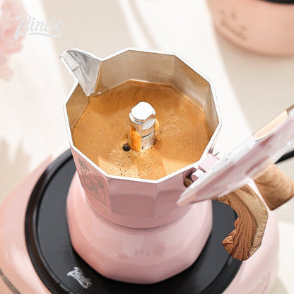 BINCOO Double Valve Moka Pot Brewing Coffee Pot Home Hand Brewing Coffee Pot Set Manual Coffee Grinder Espresso Appliance Set 2Cups