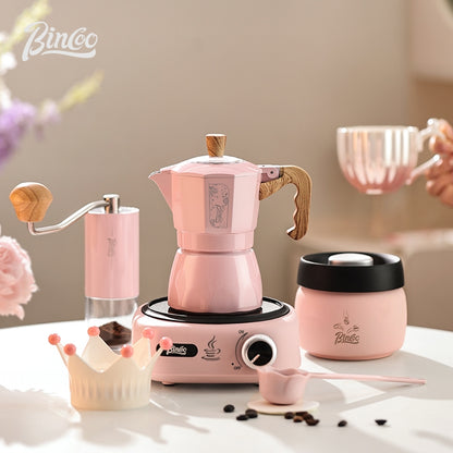 BINCOO Double Valve Moka Pot Brewing Coffee Pot Home Hand Brewing Coffee Pot Set Manual Coffee Grinder Espresso Appliance Set 2Cups
