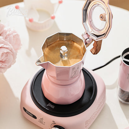 BINCOO Double Valve Moka Pot Brewing Coffee Pot Home Hand Brewing Coffee Pot Set Manual Coffee Grinder Espresso Appliance Set 2Cups