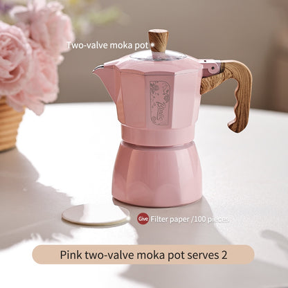 BINCOO Double Valve Moka Pot Brewing Coffee Pot Home Hand Brewing Coffee Pot Set Manual Coffee Grinder Espresso Appliance Set 2Cups