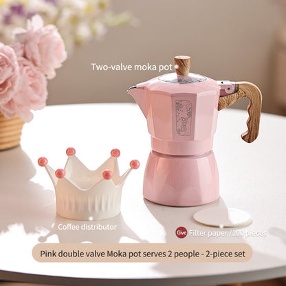 BINCOO Double Valve Moka Pot Brewing Coffee Pot Home Hand Brewing Coffee Pot Set Manual Coffee Grinder Espresso Appliance Set 2Cups