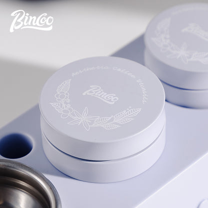 BINCOO Espresso Coffee Press Base Set Cloth Powder Distributor Powder Press Hammer Three pieces Coffee Machine Handle Storage Utensils 51MM/58MM