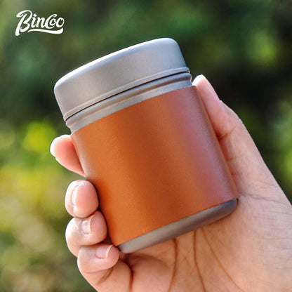 Bincoo Portable Coffee Bean Saver Coffee Powder Sealer Titanium Mini Organizer Storage Jar for Outdoor Traveling 210ML