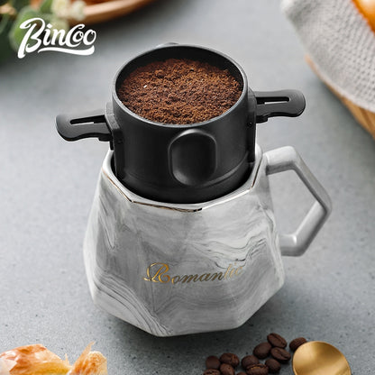 BINCOO Foldable Coffee Filter Double Funnel  Stainless Steel Filter Coffee Dripper Portable Coffee Utensils