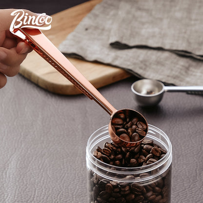 Bincoo Coffee Spoon with Clip 304 Stainless Steel Milk Coffee Powder Ice-cream Scoop Tea Coffee Measuring Spoon Kitchen Supply Powder Measuring Tools