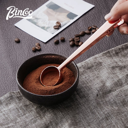 Bincoo Coffee Spoon with Clip 304 Stainless Steel Milk Coffee Powder Ice-cream Scoop Tea Coffee Measuring Spoon Kitchen Supply Powder Measuring Tools