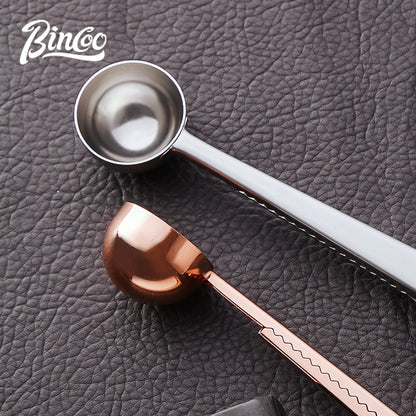 Bincoo Coffee Spoon with Clip 304 Stainless Steel Milk Coffee Powder Ice-cream Scoop Tea Coffee Measuring Spoon Kitchen Supply Powder Measuring Tools