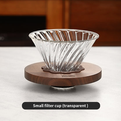 BINCOO Glass Coffee Dripper with Wood Stand,V60 Pour Over Coffee Filter Set for Household and Office