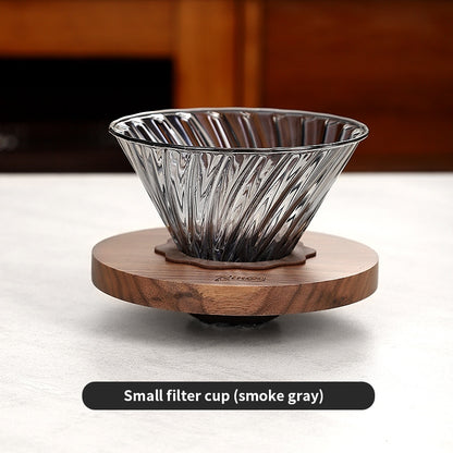 BINCOO Glass Coffee Dripper with Wood Stand,V60 Pour Over Coffee Filter Set for Household and Office
