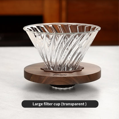 BINCOO Glass Coffee Dripper with Wood Stand,V60 Pour Over Coffee Filter Set for Household and Office