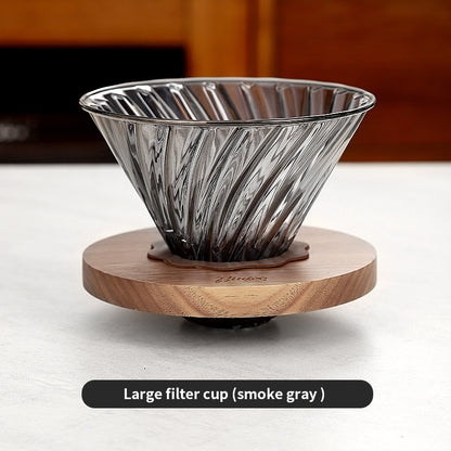 BINCOO Glass Coffee Dripper with Wood Stand,V60 Pour Over Coffee Filter Set for Household and Office