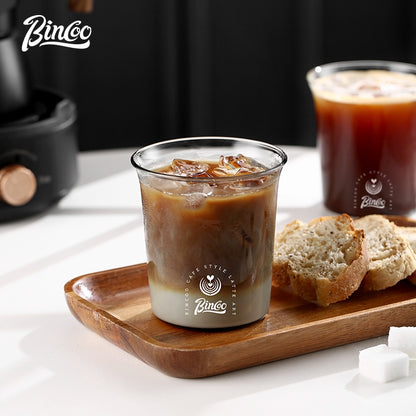 BINCOO Glass Coffee Cup Clear Latte Mug Open Mouth Mug For Home Office 300ML