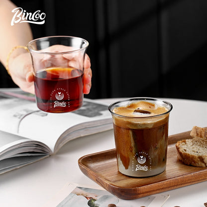BINCOO Glass Coffee Cup Clear Latte Mug Open Mouth Mug For Home Office 300ML