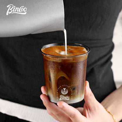 BINCOO Glass Coffee Cup Clear Latte Mug Open Mouth Mug For Home Office 300ML