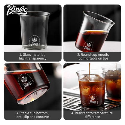 BINCOO Glass Coffee Cup Clear Latte Mug Open Mouth Mug For Home Office 300ML