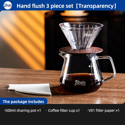 BINCOO Coffee Filter Cup Sharing Pot Drip Filter V01 Funnel Hand Brew Coffee Pot Set Utensils v60