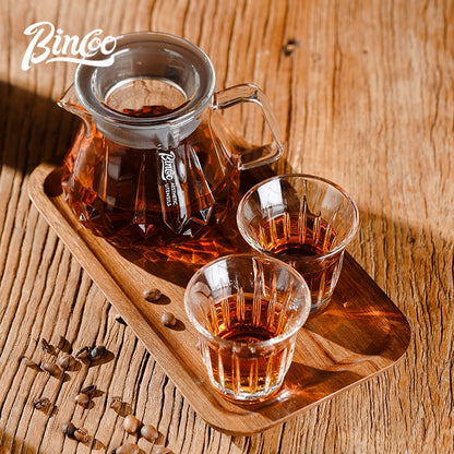 BINCOO Hand Brewed Coffee Sharing Pot Set High Borosilicate Glass Coffee Sharing Pot One Pot Two Cups 400ML/600ML