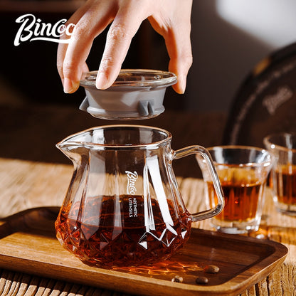 BINCOO Hand Brewed Coffee Sharing Pot Set High Borosilicate Glass Coffee Sharing Pot One Pot Two Cups 400ML/600ML