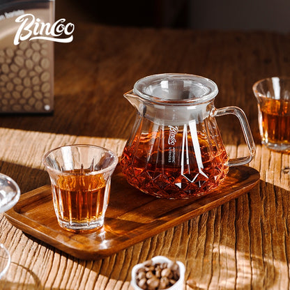 BINCOO Hand Brewed Coffee Sharing Pot Set High Borosilicate Glass Coffee Sharing Pot One Pot Two Cups 400ML/600ML