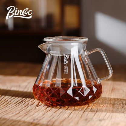 BINCOO Hand Brewed Coffee Sharing Pot Set High Borosilicate Glass Coffee Sharing Pot One Pot Two Cups 400ML/600ML