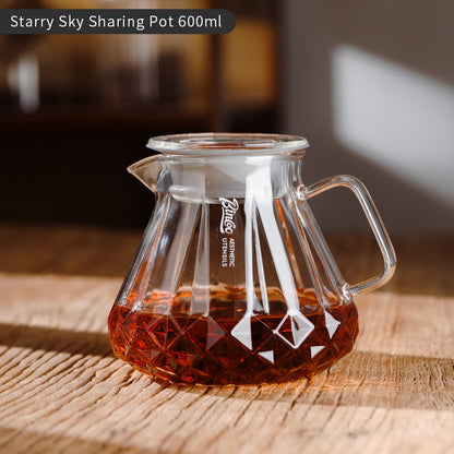 BINCOO Hand Brewed Coffee Sharing Pot Set High Borosilicate Glass Coffee Sharing Pot One Pot Two Cups 400ML/600ML