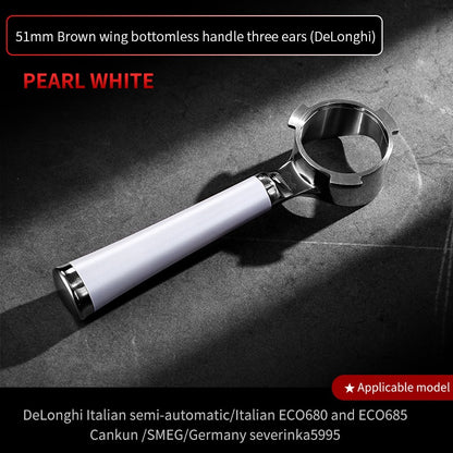 BINCOO Coffee Machine Bottomless Hollow Handle Espresso Handle Double Lugs Triple Lugs 51MM/58MM for Donlim De'Longhi Barsetto