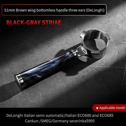 BINCOO Coffee Machine Bottomless Hollow Handle Espresso Handle Double Lugs Triple Lugs 51MM/58MM for Donlim De'Longhi Barsetto