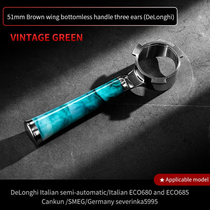 BINCOO Coffee Machine Bottomless Hollow Handle Espresso Handle Double Lugs Triple Lugs 51MM/58MM for Donlim De'Longhi Barsetto