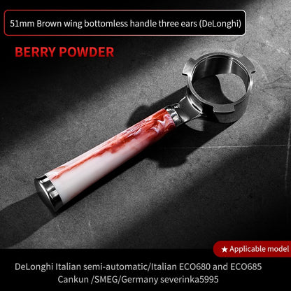 BINCOO Coffee Machine Bottomless Hollow Handle Espresso Handle Double Lugs Triple Lugs 51MM/58MM for Donlim De'Longhi Barsetto