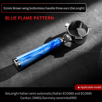 BINCOO Coffee Machine Bottomless Hollow Handle Espresso Handle Double Lugs Triple Lugs 51MM/58MM for Donlim De'Longhi Barsetto