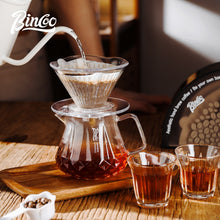 BINCOO Hand Brewed Coffee Sharing Pot Set High Borosilicate Glass Coffee Sharing Pot One Pot Two Cups 400ML/600ML
