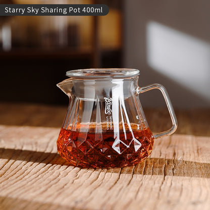 BINCOO Hand Brewed Coffee Sharing Pot Set High Borosilicate Glass Coffee Sharing Pot One Pot Two Cups 400ML/600ML