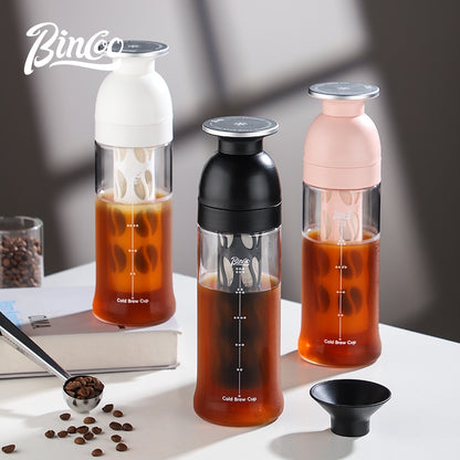 BINCOO Ice Cold Brew Mug Coffee Cold Brew Kettle Tritan Portable Suitable for Home Office Outdoor Traveling 600ML