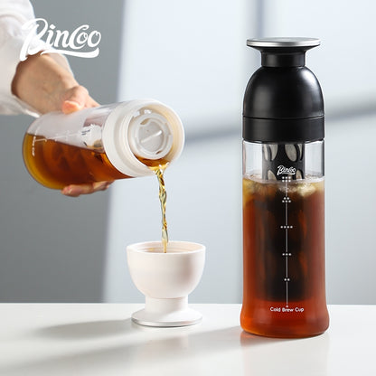 BINCOO Ice Cold Brew Mug Coffee Cold Brew Kettle Tritan Portable Suitable for Home Office Outdoor Traveling 600ML