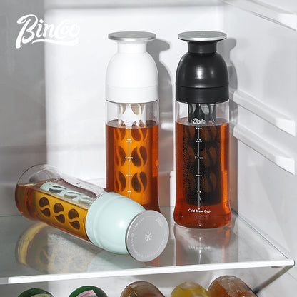 BINCOO Ice Cold Brew Mug Coffee Cold Brew Kettle Tritan Portable Suitable for Home Office Outdoor Traveling 600ML