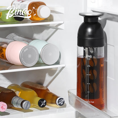BINCOO Ice Cold Brew Mug Coffee Cold Brew Kettle Tritan Portable Suitable for Home Office Outdoor Traveling 600ML