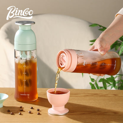 BINCOO Ice Cold Brew Mug Coffee Cold Brew Kettle Tritan Portable Suitable for Home Office Outdoor Traveling 600ML