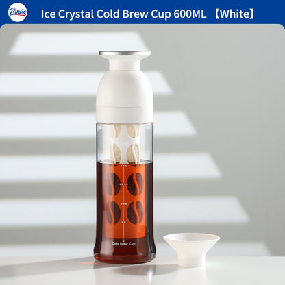 BINCOO Ice Cold Brew Mug Coffee Cold Brew Kettle Tritan Portable Suitable for Home Office Outdoor Traveling 600ML