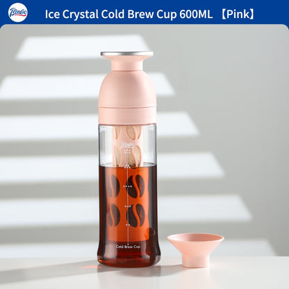 BINCOO Ice Cold Brew Mug Coffee Cold Brew Kettle Tritan Portable Suitable for Home Office Outdoor Traveling 600ML