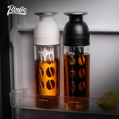 BINCOO Ice Crystal Cold Brew Mug Coffee Cold Brew Pot Tritan Mug Portable Mug Suitable for Home Office Outdoor 600ML