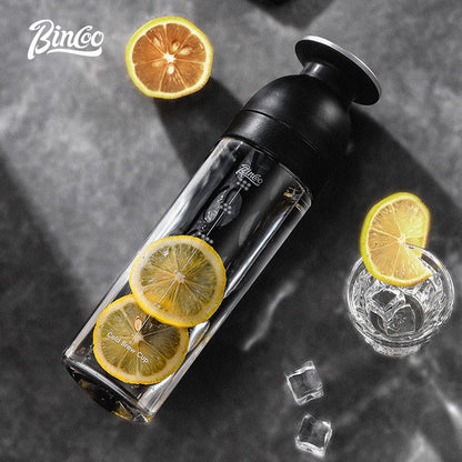 BINCOO Ice Crystal Cold Brew Mug Coffee Cold Brew Pot Tritan Mug Portable Mug Suitable for Home Office Outdoor 600ML