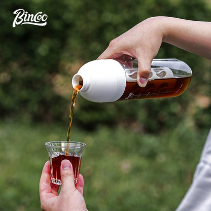 BINCOO Ice Crystal Cold Brew Mug Coffee Cold Brew Pot Tritan Mug Portable Mug Suitable for Home Office Outdoor 600ML